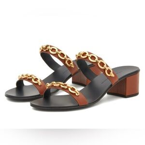 Giuseppe Zanotti Brown and Gold Leather Sandals with Elegant Hardware